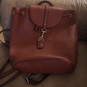 Brown leather mini backpack